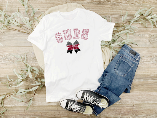 Cubs Distressed Bow Tee