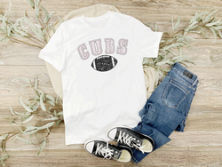 Cubs Distressed Football Tee