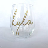 Personalized Wine Glass - Christmas Gift for Her - Birthday Gift for Her - Gift for Wine Lover - Cursive Wine Glass - Bridesmaid Gift