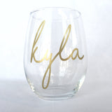 Personalized Wine Glass - Christmas Gift for Her - Birthday Gift for Her - Gift for Wine Lover - Cursive Wine Glass - Bridesmaid Gift