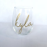 Personalized Wine Glass - Christmas Gift for Her - Birthday Gift for Her - Gift for Wine Lover - Cursive Wine Glass - Bridesmaid Gift