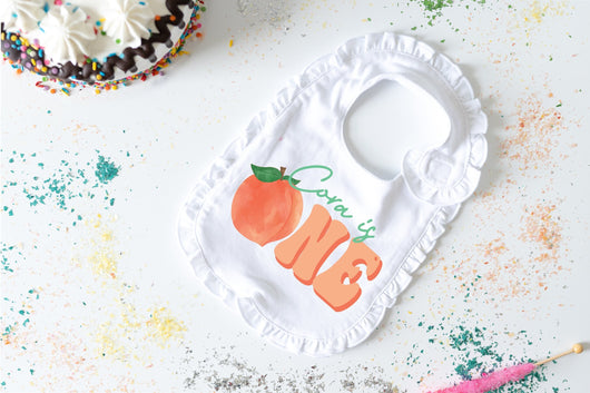 One Sweet Peach First Birthday Bib - Sweet Little Peach Themed Birthday - Cake Smash Prop