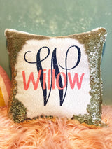 Monogram Sequin Pillow Gift - Monogrammed Sequin Flip Pillow